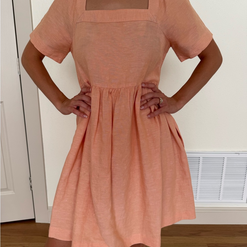 Madewell Coral Square-Neck Mini Dress
